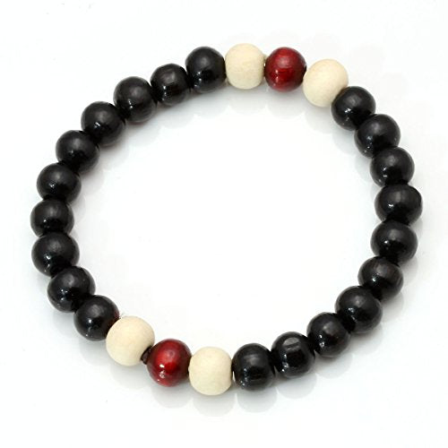 Eigso 6-8mm Wood Beads Bracelet Prayer Beads for Meditation Buddha Tibetan Bracelet for Men and Women - color: D:3 PCS