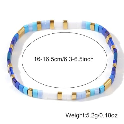 Candy Colorful Tila Flat Beads Bracelets for Women Trendy Unique Friendship Handmade Stackable Christmas Jewelry Gifts - color: red