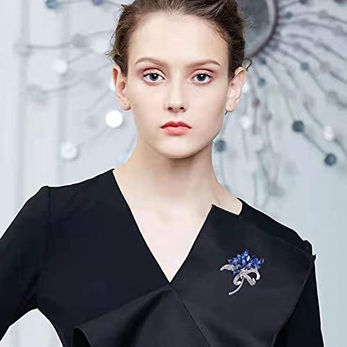 Lavender flower brooch crystal rhinestone tulip brooch elegant accessories jewelry women brooches and pins fashion jewelry wedding flowers lapel pin - color: Blue Bouquet