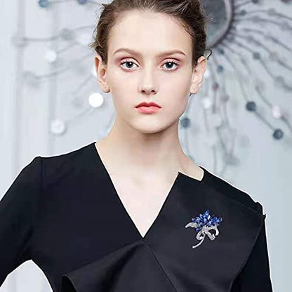 Lavender flower brooch crystal rhinestone tulip brooch elegant accessories jewelry women brooches and pins fashion jewelry wedding flowers lapel pin - color: Blue Bouquet