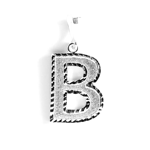 Personalized 1.0 Inch Solid.925 Sterling Silver Initial A-Z Charm - style: B