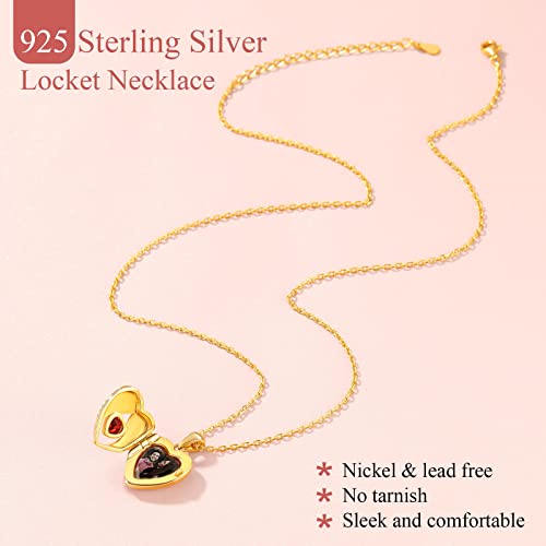 FindChic Locket Necklace for Women Custom Photo Memorial Gifts 4 Colors | Silver/Black/Rose Gold/Gold Plated Personalized for Loved Ones, Birthday Valentine's Day Keepsake - style: 06. Birthstone Style 3-Gold