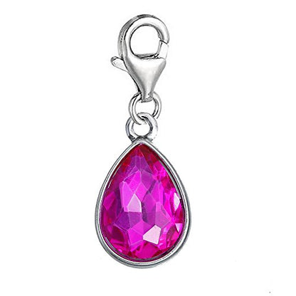 Sexy Sparkles Dangling lobster clasp charms for bracelets - color: Rose Pink - October