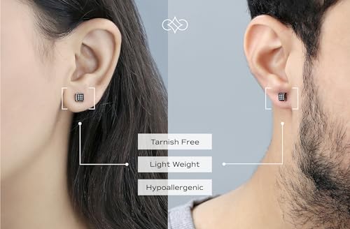 Dazzlingrock Natural Round White Diamond Square Shaped Unisex Stud Earrings | 0.06 Ctw | 925 Sterling Silver - color: Black Plated 925 Sterling Silver, size: Push Back
