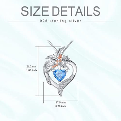 TOUPOP Birth Flower Necklace 925 Sterling Silver Heart Birthstone Pendant Necklaces Birth Month Floral Jewelry Birthday Valentines Day Mothers Day Gifts for Women Wife Mom - style: 12-December-Holly