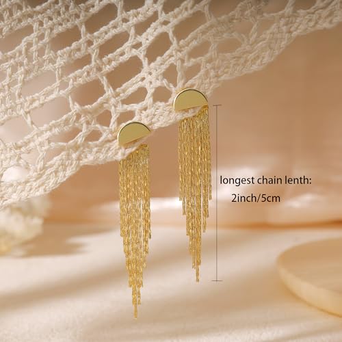 Gold Earrings for Women, 14K Gold Plated Tassel Dangle Earrings for Women Trendy Hypoallergenic Long Chain Earring Dainty Pearl Drop Earrings Elegant Wedding Earring Fashion Jewelry for Womens - color: Tassel&Style 3