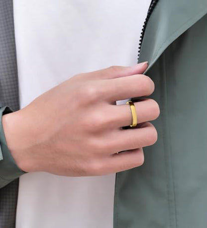 Tungsten Domed Wedding Band Men Women High Polish Comfort Fit - color: 4mm-Gold