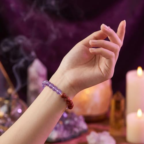 Bivei Protection Crystal Healing Bracelet | 8MM Strength Bracelet Spiritual Stretch Beaded Jewelry for Women Men Gift - color: Health, size: Medium 6.8-7.3 inch