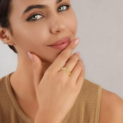 OOOPEL Sterling Silver Adjustable Ring S925 Silver Rings for Women Cubic Zirconia Twist Love Knot Dainty Ring Silver Minimalist Open Finger Rings Silver Thumb Sterling Silver Ring - color: Gold,Celtic Knot