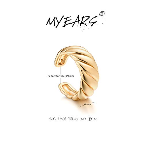 Women Ear Cuff Earring Gold Non Pierced Ear Cartilage Clip on Wrap Hoop 14K Gold Filled Tiny Boho Beach Simple Minimalist Delicate Handmade Hypoallergenic Jewelry Gift-Sold as Single/Pair - style: Croissant