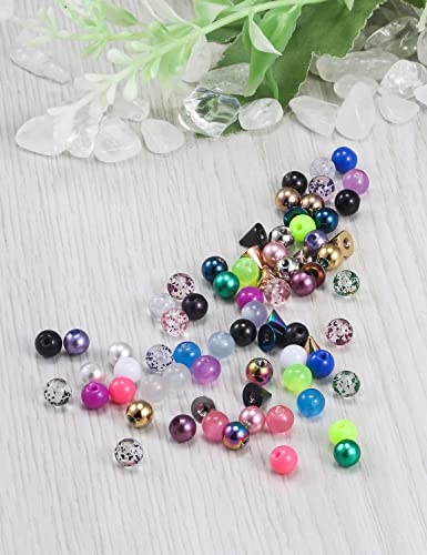 16G 3mm Replacement Balls Set &14G 5mm Piercing Balls Stainless Steel Glow in the Drak Plastic Replacement Balls Parts Jewelry Piercing Pearl Barbell Parts for Women Men 3mm 5mm Balls 72Pcs - color: B-1:14G 5mm Mix Color