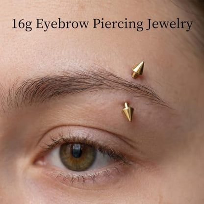 Eyebrow Piercing Jewelry, 9 Pcs Gold Jewelry Surgical Steel Curved Barbell Eyebrow Rings for Women Men CZ Tiny Labret Lip Navel Belly Button Helix Conch Daith Piercing 6mm/8mm/10mm