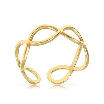 Made by Nami Stainless Steel Gold Adjustable Rings for Women Stackable Chunky Gold Rings for Women - color: Curb