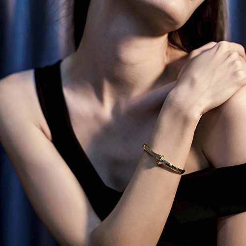 Gold Silver Cuff Bracelet for Women, 14K Gold Plated 316L Stainless Steel Knot Tie Bangle Cuff Chunky Bracelets for Lady - color: Silver
