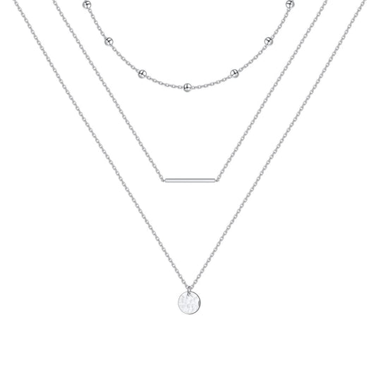 925 Sterling Silver Multilayer Layered Triple Long Chain Necklace for Women - style: Multilayer 3 Triple