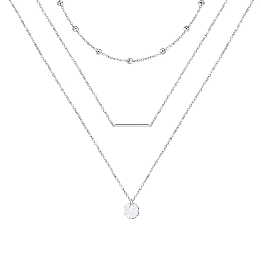 925 Sterling Silver Multilayer Layered Triple Long Chain Necklace for Women - style: Multilayer 3 Triple