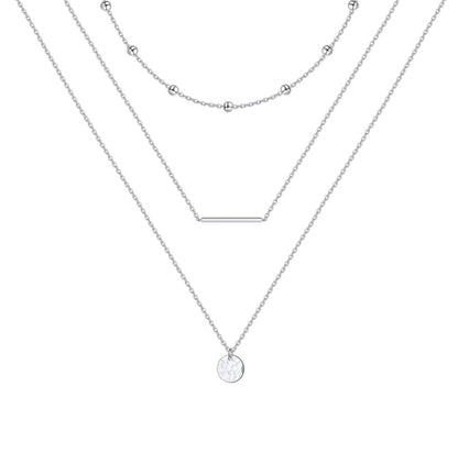 925 Sterling Silver Multilayer Layered Triple Long Chain Necklace for Women - style: Multilayer 3 Triple