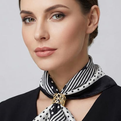 4Pcs Retro Silk Scarf Ring, Alloy Silk Scarves Ring Slide Clips Owl Scissors Vines Heart Cutouts Designs - color: Gold