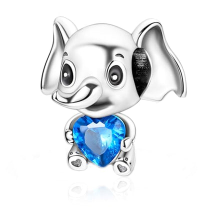 S925 Sterling Silver Cute Bead Charm for Pandora Bracelets and Necklaces | Lucky Clover Cute Animal Pink Bow Cherry Butterfly Pendant Bead Charms Jewelry Making Gifts for Women Valentines Mother's Day - style: Cute Elephant Bead Charm
