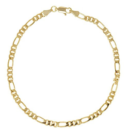 14K Gold Plated Link Chain Anklets Bracelet for Women - 5mm, 11 “ / Figaro Chain/Mariner Chain/Curb Chain/Rope Chain/Made In South Korea
