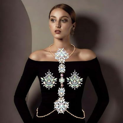 Henoyso 2 Pcs Rhinestone Belly Waist Chain Crystal Body Chain for Women Body Jewelry Stick for Women Summer Beach Festival Part