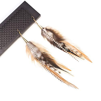 lureme Bohemian Multicolor Pheasant Feathers Dangle Earrings Handmade Natural Feather Earrings (er006314) - style: Style E