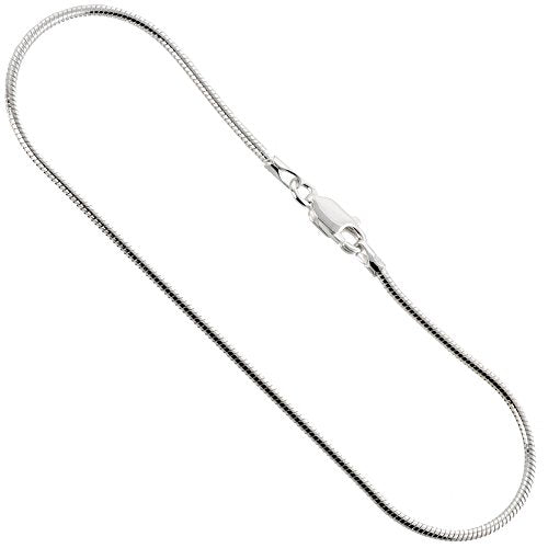 Medium Sterling Silver 1.5mm Snake Chain Necklaces and Bracelets for Women and Men Nickel Free Italy 18 inch