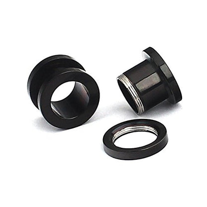 16pcs Surgical Steel Screw Tunnel Gauge Ear Expander Stretching Kit Plugs Piercing -8 Pairs 14g-00g (1.6mm-10mm) - color: Black