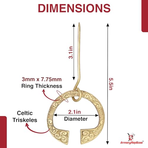 Armory Replicas™ Hand Forged Solid Brass Medieval Cloak Brooch – Viking, Celtic & Fibula Garment Pin Collection - style: Celtic Triskeles Ring
