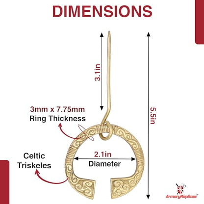 Armory Replicas™ Hand Forged Solid Brass Medieval Cloak Brooch – Viking, Celtic & Fibula Garment Pin Collection - style: Celtic Triskeles Ring