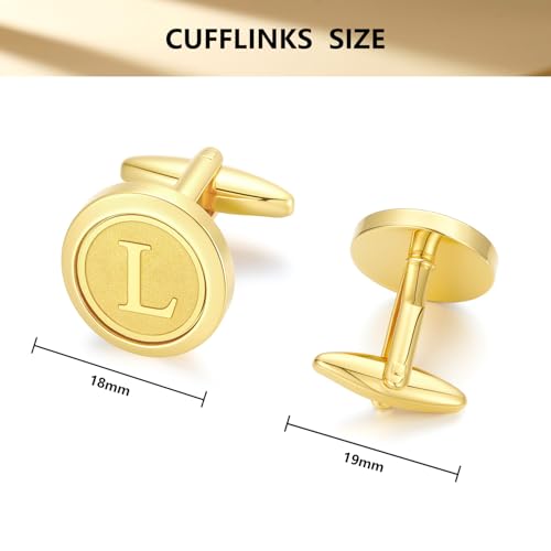 GWD Initial Cufflinks for Men Classic Cuff links Mens Letter Shirts CuffLinks Wedding Gift - color: L