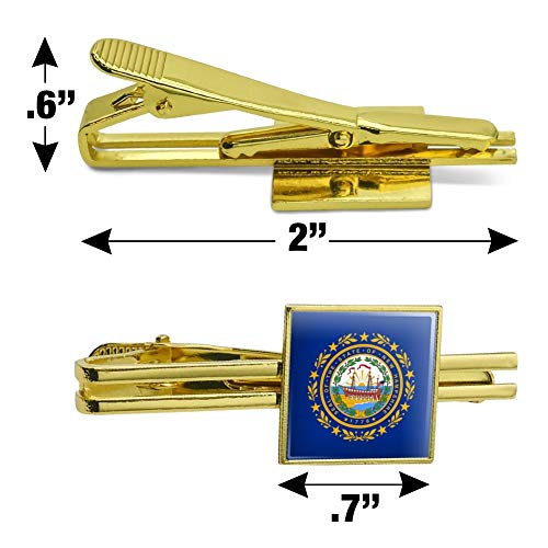 GRAPHICS & MORE New Hampshire State Flag Square Tie Bar Clip Clasp Tack- Silver or Gold