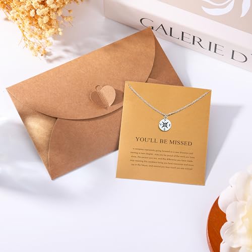 Silver Necklaces for Women Teens, Best Friend Necklace Sister Daughter Gift | Horseshoe Butterfly Swan Wave Evil Eye Necklace Graduation Chritmas Birthday Gifts for Women, Stainless Steel - style: Compass