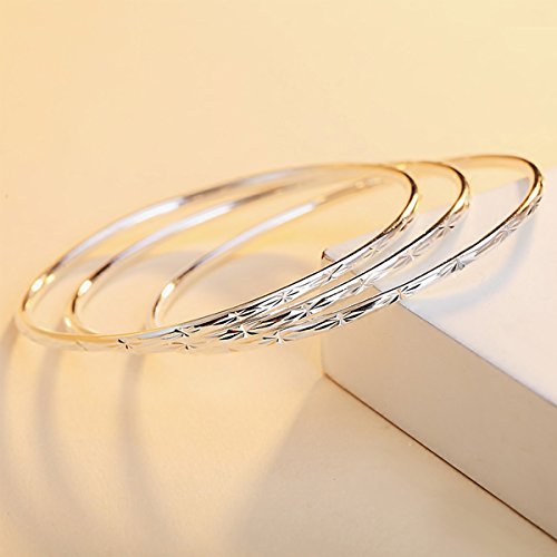 925 Sterling Silver Bangle Bracelet Bangles for Women/Girls | Bangle Bracelets for Women | 925 Sterling Silver Bracelets for Women | Dainty Bracelets - size: 7CM, style: Carved Bangle