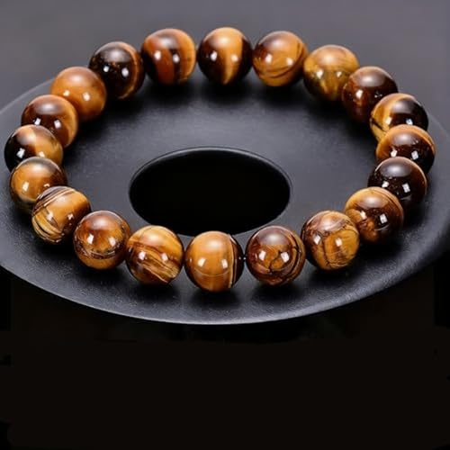 5A Grade Natural Crystal Gemstone Bracelet: Quartz Beads with Therapeutic Energy—Handmade Elastic Style for Boys & Girls - color: Brown, size: One Size
