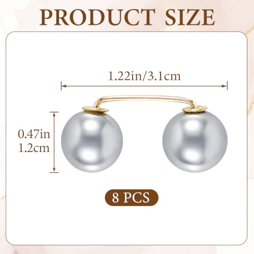 Pearl Brooches Pins, Faux Pearl Sweater Shawl Clip - color: Grey, 8pcs