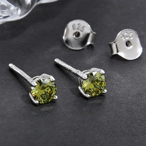1 Pair Adabele Authentic Sterling Silver Birthstone Stud Earrings 4mm/0.25 Carat Tiny Cubic Zirconia Imitation Diamond Gemstone Hypoallergenic Nickel Free Tarnish Resistant Women Men Jewelry - color: August