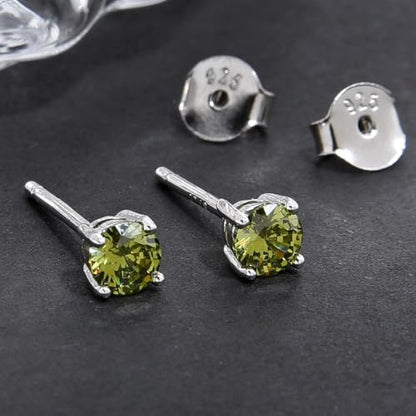 1 Pair Adabele Authentic Sterling Silver Birthstone Stud Earrings 4mm/0.25 Carat Tiny Cubic Zirconia Imitation Diamond Gemstone Hypoallergenic Nickel Free Tarnish Resistant Women Men Jewelry - color: August