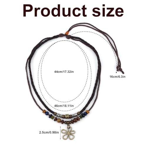 Mikovivi Bohemian Wood Bead Pendant Necklace Earrings Set for Women Gift