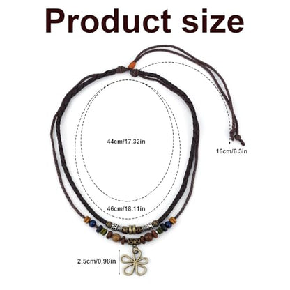 Mikovivi Bohemian Wood Bead Pendant Necklace Earrings Set for Women Gift