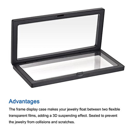 MECCANIXITY Floating Frame Display Holder Stand 3D Jewelry Display Box 11.81 x 4.33 x 0.79 inch Black for Ring Necklace Bracelet Earring Pack of 2 - color: Black, size: 11.81 x 4.33 x 0.79 inch