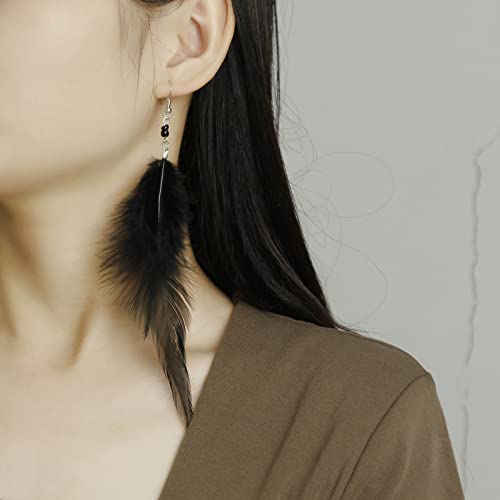 RUOFFETA Long Feather Earrings for Women, Boho Bohemian Earrings Multicolor Tassel Handmade Feather Earrings for Women Dangling - style: Style M