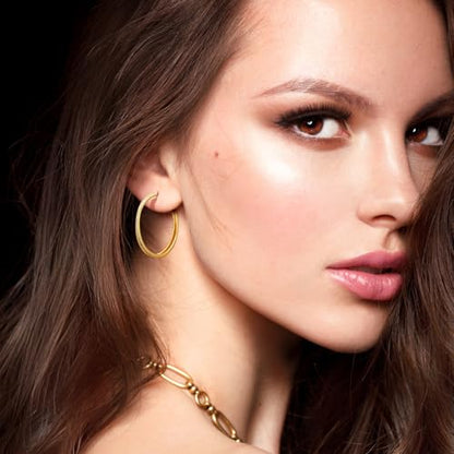 SANDRA REDD Gold Hoop Earrings 14K Gold Earrings for Women Gold Earrings | Cubic Zirconia 14K Gold Hoop Earrings for Women Hypoallergenic Lightweight Gold Hoop Earrings for Women 25/30/40mm - size: 40mm