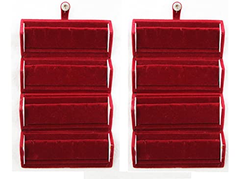 atorakushon Maroon Velvet Folding jewellery Vanity Box Make-Up 12 pair Earrings Utility Toiletry Wardrobe Organizer Pouch Set of 2 - style: 12 Pair Earring Storage Folder Pack of 2