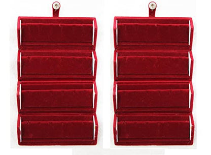 atorakushon Maroon Velvet Folding jewellery Vanity Box Make-Up 12 pair Earrings Utility Toiletry Wardrobe Organizer Pouch Set of 2 - style: 12 Pair Earring Storage Folder Pack of 2