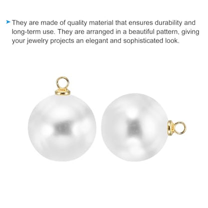 PATIKIL Pearl Charm, 100pcs Pearl Beads Faux Pearl Pendant Charm DIY for Jewelry Making Bracelets Earrings Necklace Crafts - color: Golden White, size: 16mm
