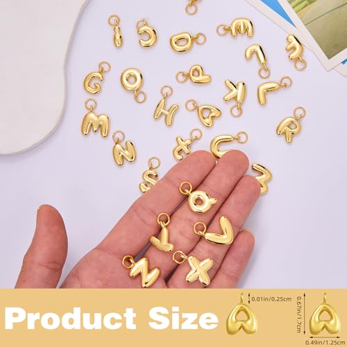 A-Z Bubble Letter Charms 18K Gold Filled Charms for Jewelry Making Gold Initial Alphabet Charms Pendants for Women Men Necklace Choker Bracelet Making - color: A-Z Letters