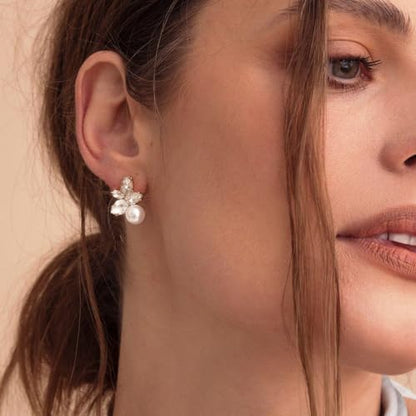 Pearl Earrings for Women:Gold Wedding Dangle Drop Earring Pearl Jewelry | 14K Gold Plated Pearl Drop Earrings for Women,Dainty Wedding Bride Earring Studs,Gold Dangle Drop Earring,Waterproof Jewelry - size: 1 pcs-13