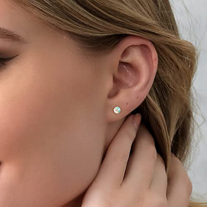 Gem Stone King 14K Gold Gemstone Birthstone Stud Earrings For Women Men | 4MM Round Cut | Solitaire Gold Studs with Secure Backs | Fine Jewelry for Her Him Mom Dad Wife