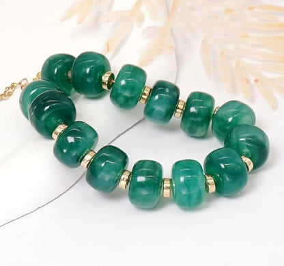 Beaded Bracelets Multicolor Acrylic Resin Beads Bracelet for Women - color: Green